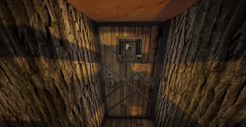 Все деревянные блоки выполнены в лучшем варианте, как например эта дверь и стены